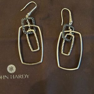 John Hardy silver and black diamond dangle earrings